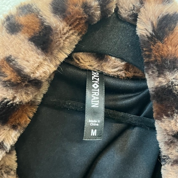 Crazy Train Brown and Black Teddy Jacket Leopard Print - Picture 4 of 4